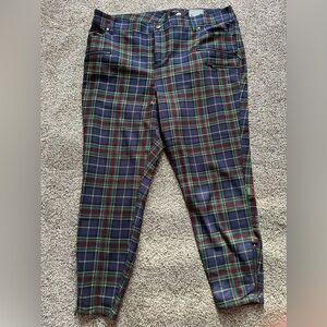 Torrid Navy and Green Plaid Cropped Pants